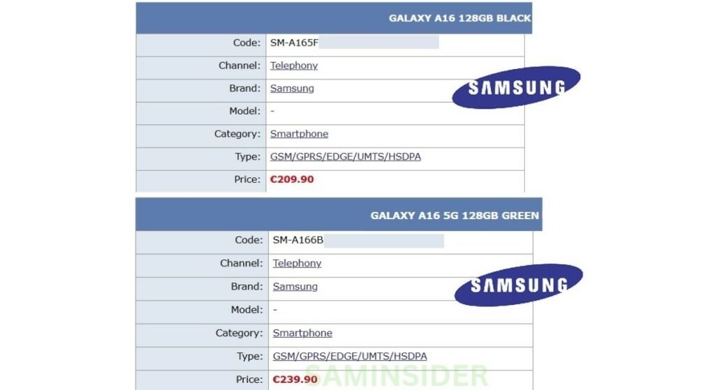 قیمت گلکسی A16 5G و A16 4G سامسونگ لو رفت