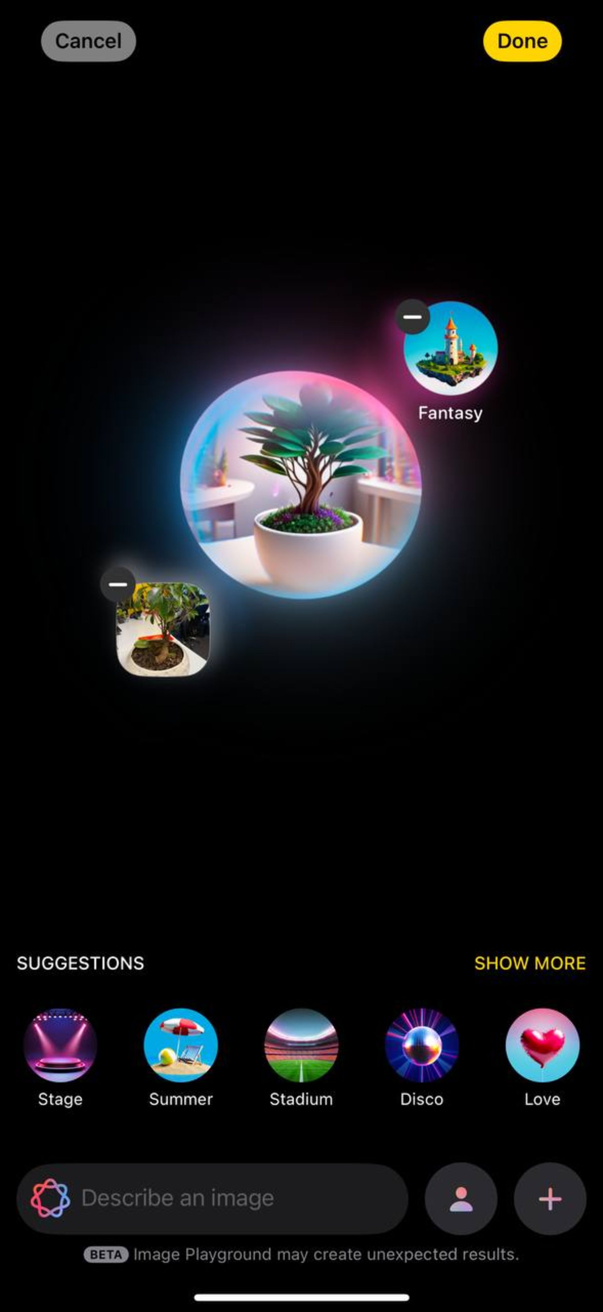 image-playground-potted-plant-1-6739e556cd57b170a772e264 تبدیل عکس گالری به تصویر هوش مصنوعی با ایمج پلیگراند آیفون