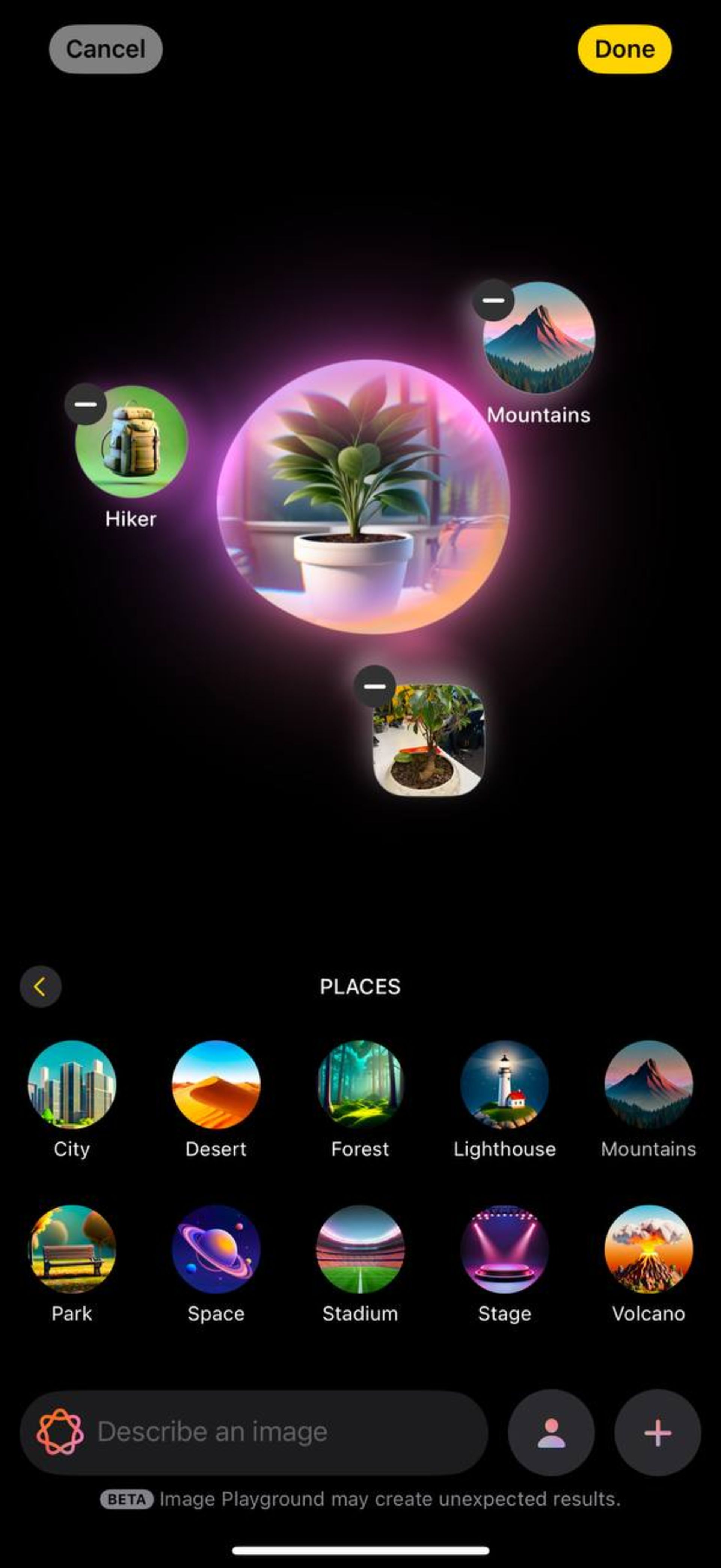image-playground-potted-plant-2-6739e556cd57b170a772e263 تبدیل عکس گالری به تصویر هوش مصنوعی با ایمج پلیگراند آیفون