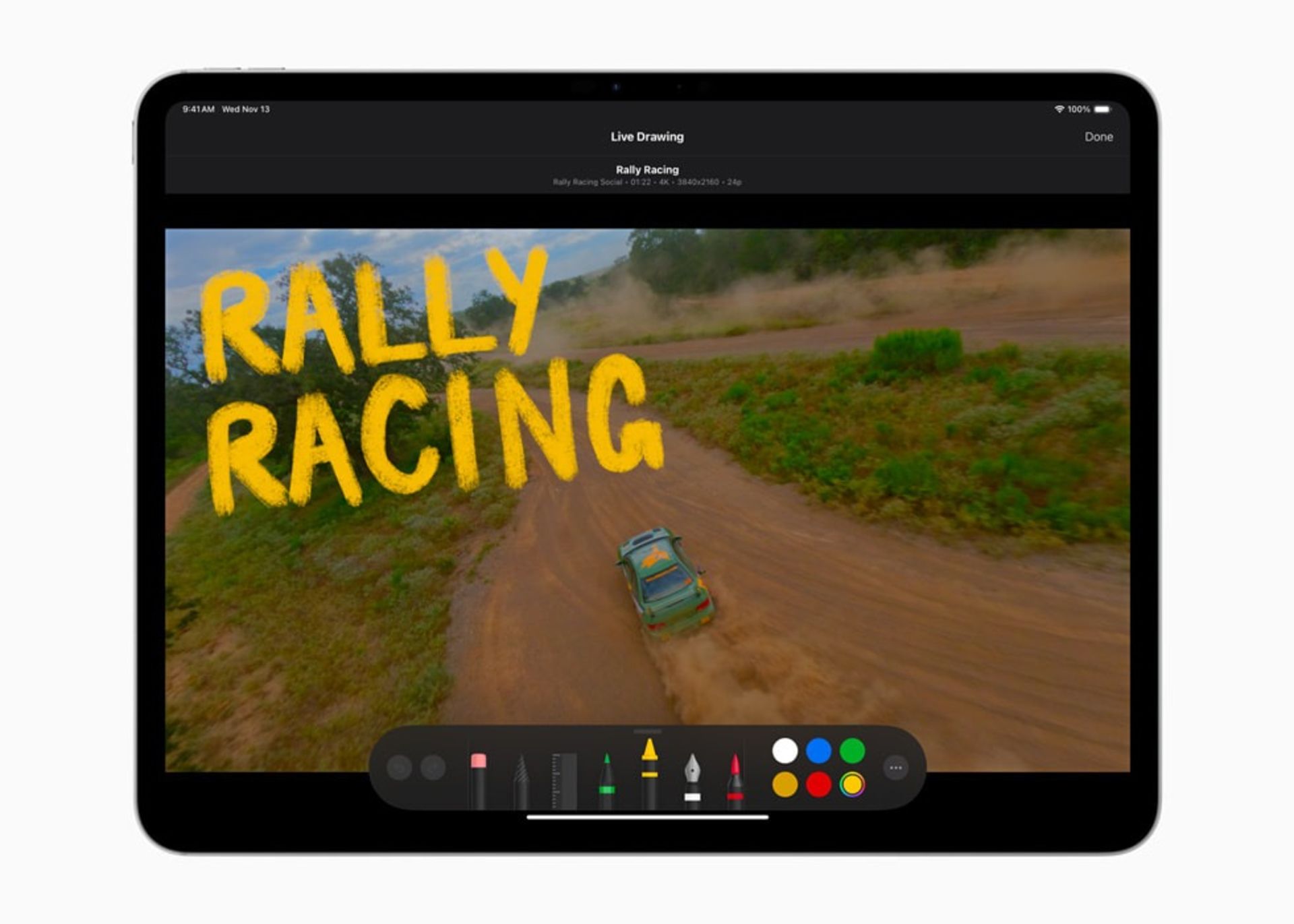 apple-final-cut-pro-11-live-draw-6735b021f9616c86fb482a34 یک تبلت در حال نمایش یک فیلم