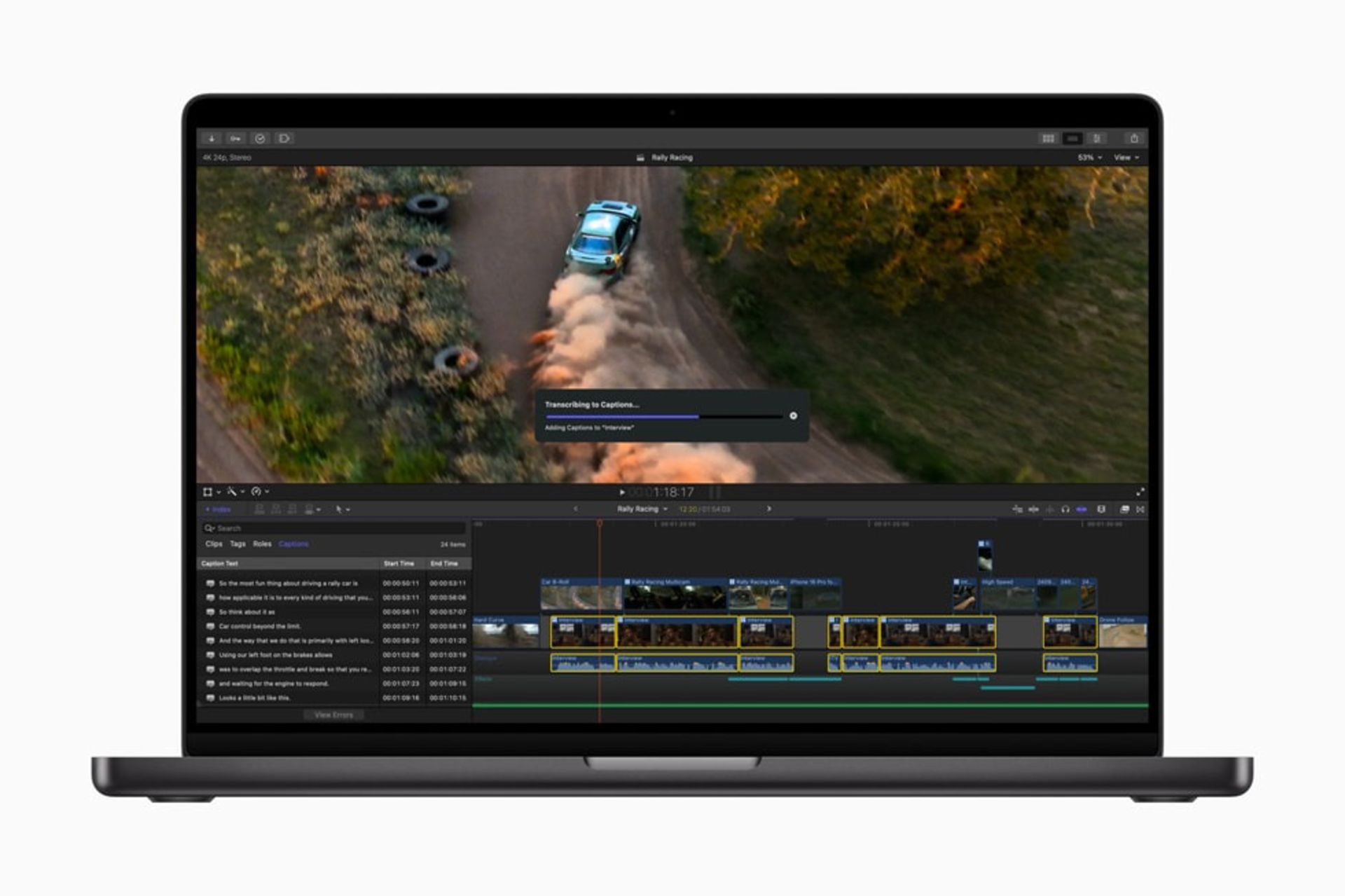 apple-final-cut-pro-11-transcibe-6735b023f9616c86fb482a3a یک لپ تاپ در حال تدوین یک فیلم
